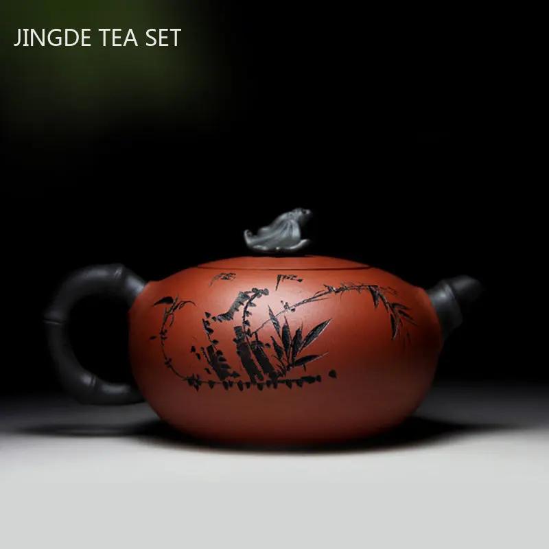 350ml Exquisite Yixing Lila Ton Teekanne Handgefertigt Roh Erz Schönheitstopf Haushalt Zisha Teezubereiter Chinesische Teezeremonie Zubehör