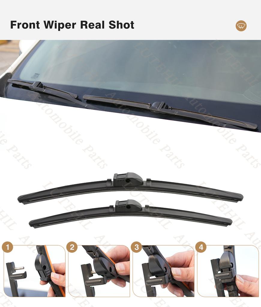 LUTEHIL's Silicone Front & Rear Wiper Set For Peugeot 207SW 207 SW 2006 - 2014 2007 2008 coated windshield wiper blade 26"17"12"