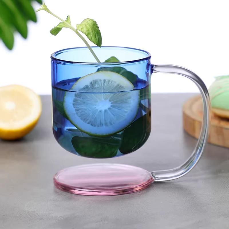 Colored suspended glass with handle Heat-resistant high borosilicate milk cup Office home coffee cup gift