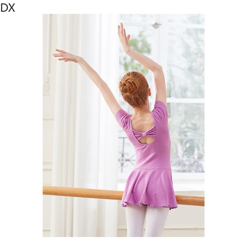 DX-Dance Costume Kids Costume Spring Short Sleeve Girls Bow Ballet Dress Girl