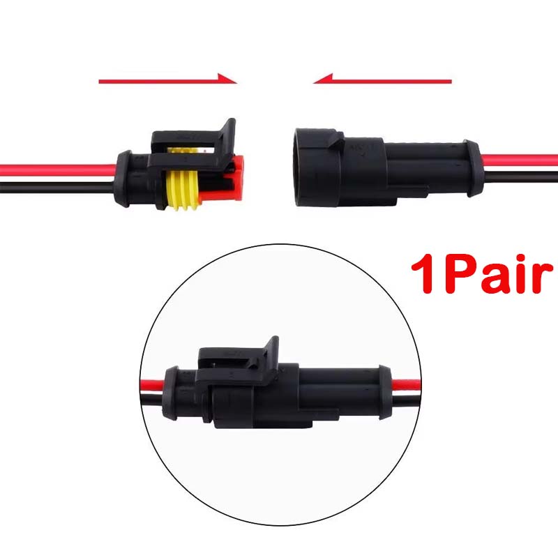 2 Pin Connector Waterproof Connector Male and Female Way 20AWG Wire Suitable for Car Truck Boat Other Wire Connection