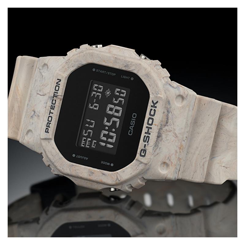 Casio G-SHOCK Series Square Earth Color Simple Outdoor Sports Quartz Movement Resin Strap Japanese and Korean Watch Men's Watch Black DW-5600WM-5PRD