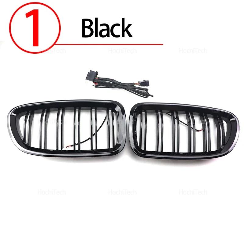 For BMW 5 Series F10 F11 M5 2011 2012 2013 2014 2015 2016 LED White Light Gloss Black Car Kidney Bumper Hood Grilles Replacement