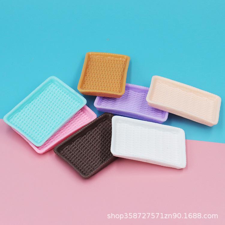 Doll House Simulation Mini Rattan Plate Pastry Plate Dessert Plate Accessories Mini Food Play Tableware Play House Small Toys
