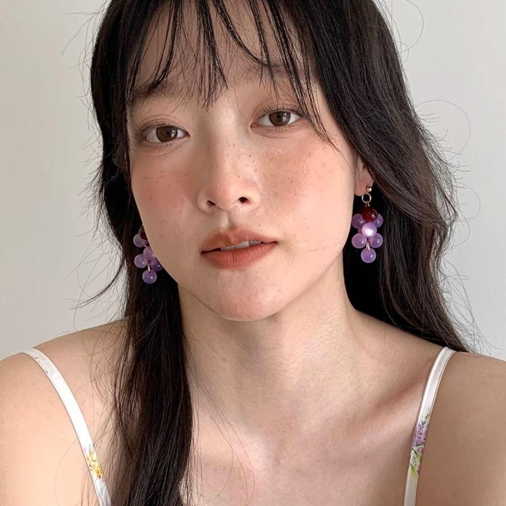 Bohemia Earrings Grape Earrings Korean Style Beads Earrings Funny Fruit Dangle Earring Gift