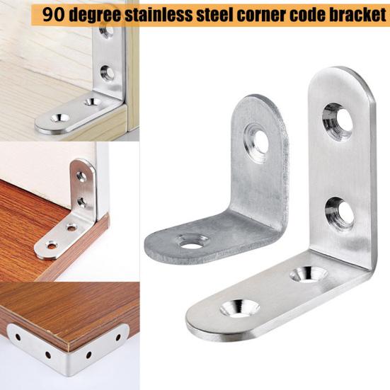 10Pcs Corner Bracket Rustproof L-shaped Stainless Steel Shelf Stand Corner Brace for Furniture