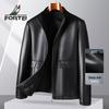 Futing Men's Top-Grain Sheepskin Stand Collar Leather Jacket