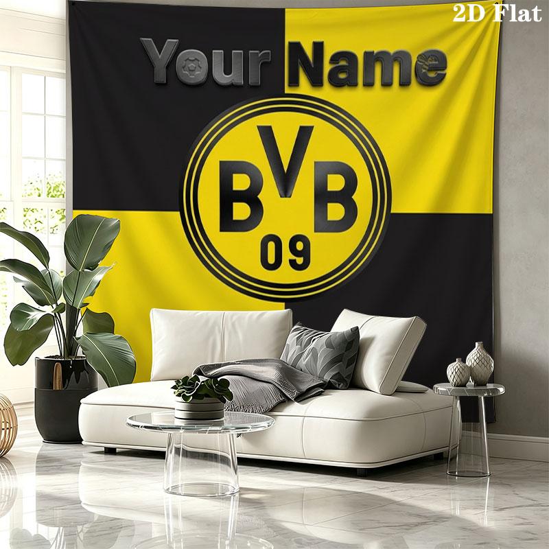 Borussia Custom Name Wall Tapestry Aesthetic Wall Hanging Printed Fabric Blanket Decorative Tapestries for Bedroom Living Room Home Decor
