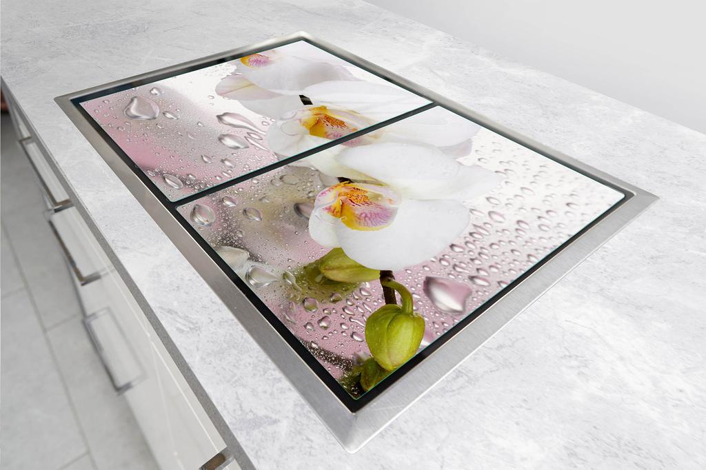 GLAS-KOCHFELD-SCHUTZPLATTE 70x52 ORCHIDEE