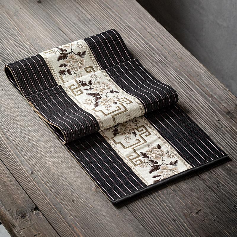 

1pcs Chinese Style Embroidery Bamboo Tea Mat Classical Table Runner Tea Cup Pad Tablecloth Ancient Rhyme Chinese Style Flower 30x40cm