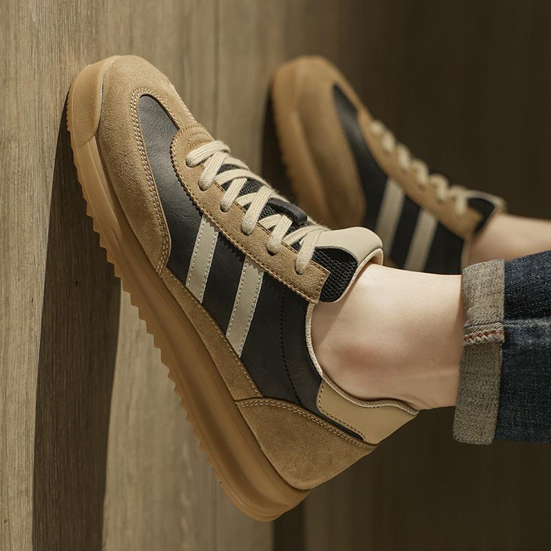 Fashion Men's Spring Autumn Casual Leather Shoes Mens Vulcanized Shoes Classic Non-Slip Walking Trainers Mens Fashion Sneakers Male Soft