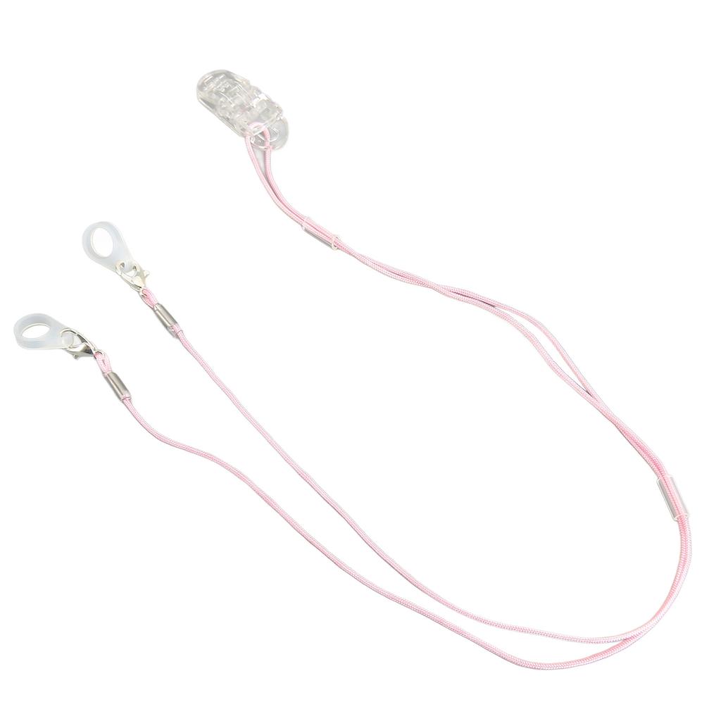 Hearing Aid Holder Transparent Clip Pink Rope Nylon Easy Fixing Hearing Aid Lanyard for Gardening