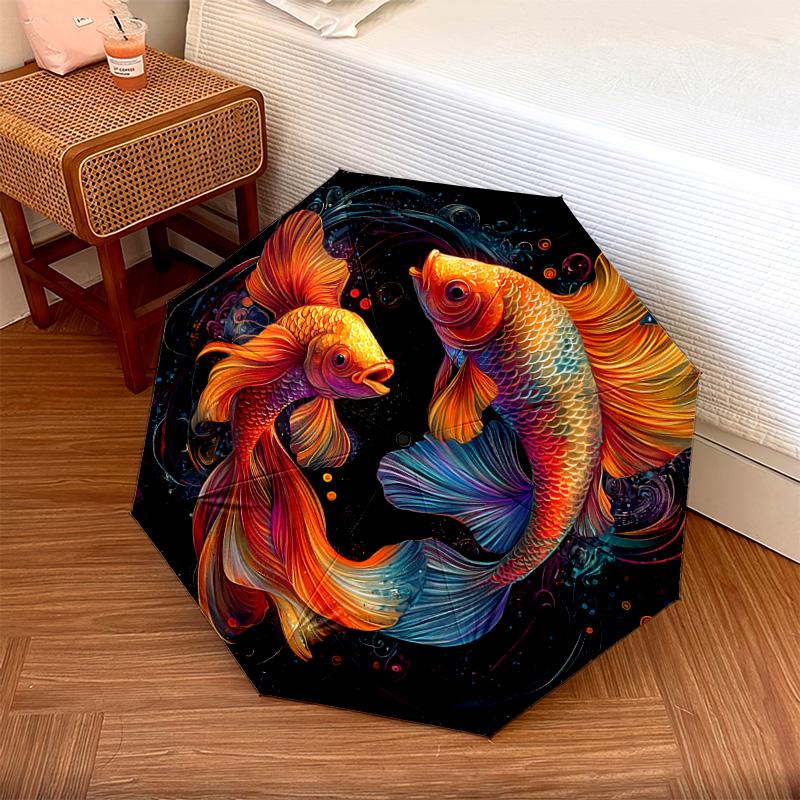 1 PC Automatic Folding Umbrella - Koi Fish Pattern, Portable & Foldable Design with 8 Ribs, Christmas Birthday Gifts