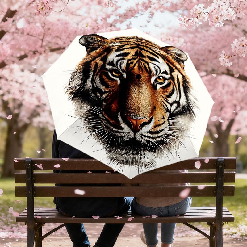 1PC tiger face Automatic Open/Close Umbrella with Windproof, 8-Rib Sturdy Canopy, Durable Ribs, Fashionable Design,1280A