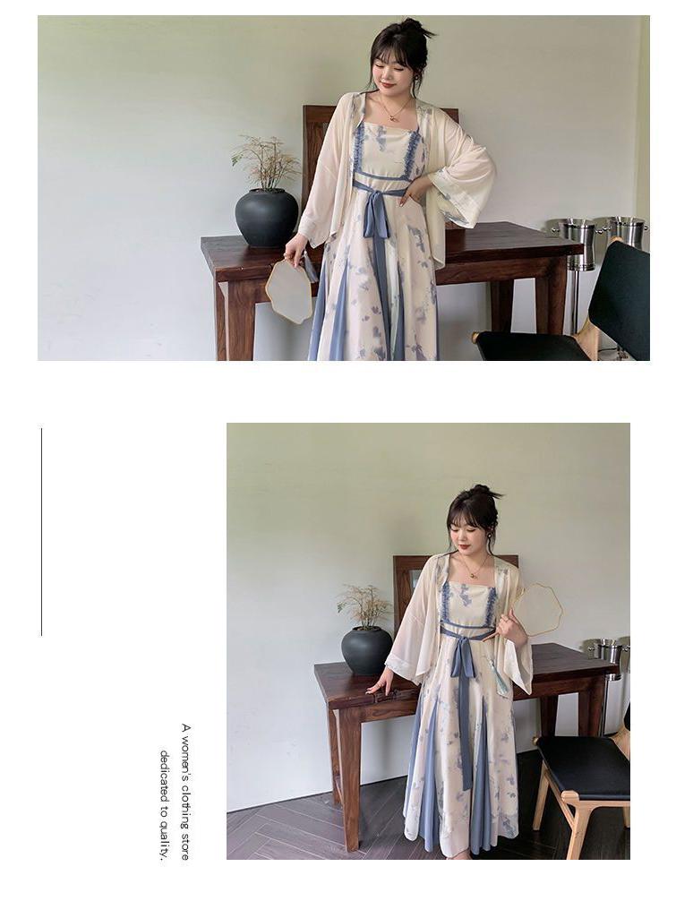 Set di Abiti Hanfu Estivi Eleganti Retrò Taglie Forti per Donne