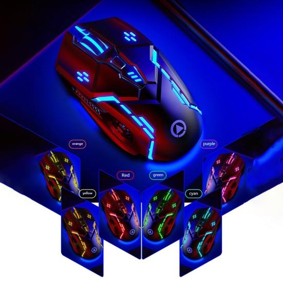 Leise/Ton USB Kabelgebundene Verstellbare Licht Gaming 6-Tasten 3200DPI Maus für PC