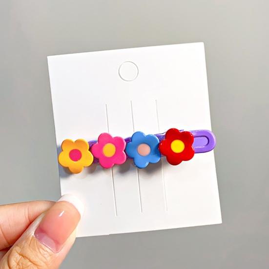 1/4Pcs Girl Hairpins Colorful Flower Decor Hair Clips Side Bang Hair Pins Plastic Material Hair Accessories
