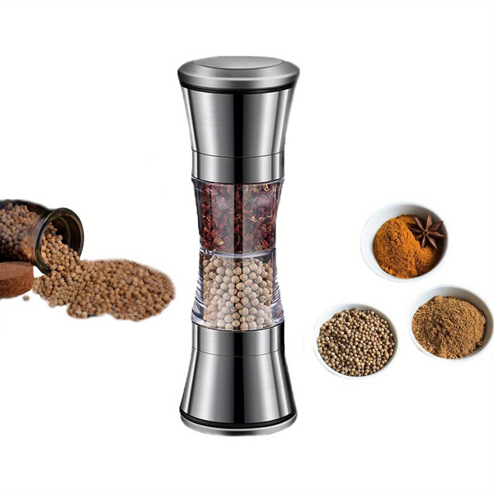 

2-in-1 Salt and Pepper Grinder - Heavy-Duty 304 Stainless Steel Spice Shakers with Adjustable Coarseness, Manual Operation for Salt & Pepper 1pc