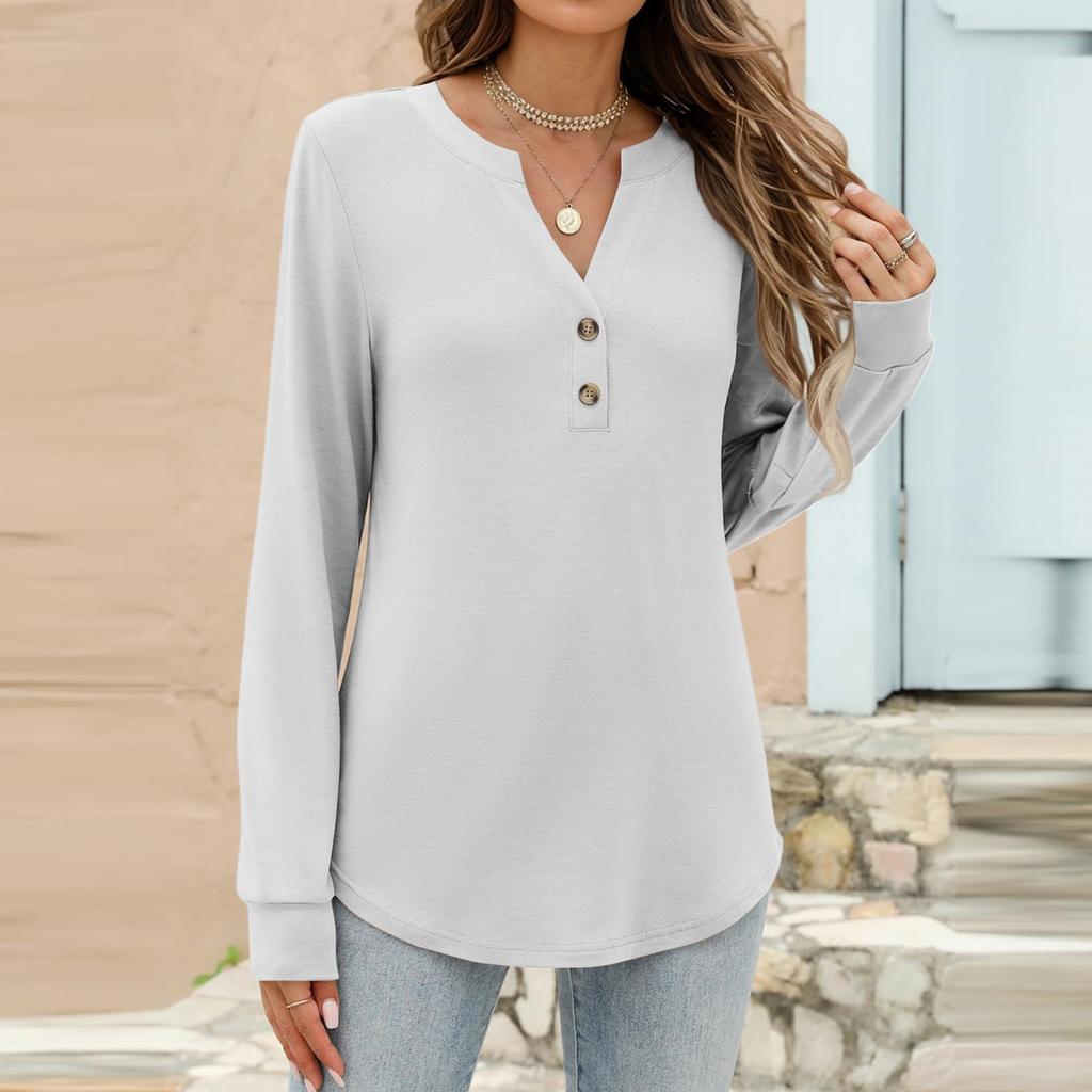 Women's Fashion Casual Color Long Sleeve T-shirt Pullover Top