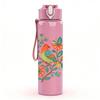 1PC Folk Floral Bird Art 750ml Color Plastic Sports Water Bottle Leakproof Flip Straw Lid Suitable for Sports Office Home Use