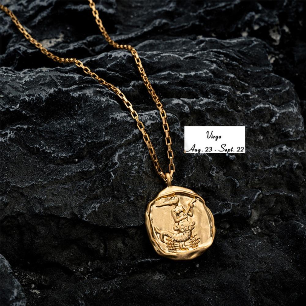 Neck Jewelry 12 Constellation Necklace Light Luxury Vintage Golden Necklace Unisex