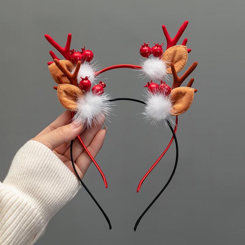 Plush Christmas Reindeer Antler Headband Set