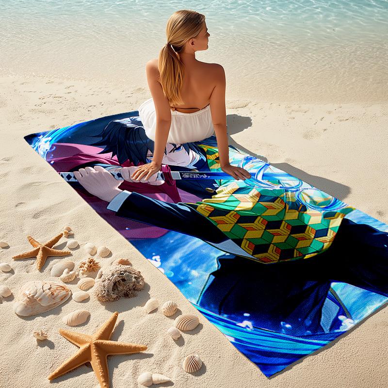 1pc Tomioka Giyuu Beach Towel, Comfortable and Thick, and Swimming/Bath/Picnic/Camping Towel, Suitable for Seaside Beaches