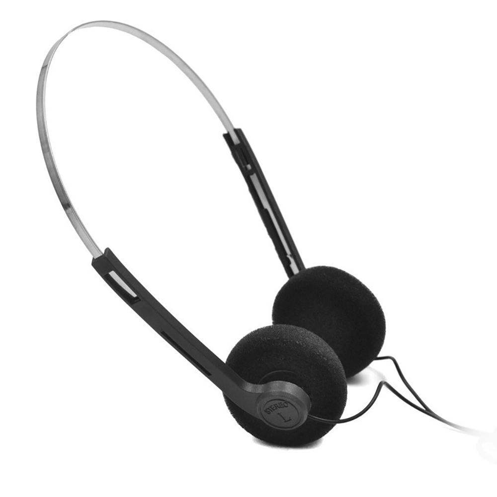 Wired Stereo Headphones 3.5mm Wire Plug On-Ear Retro Vintage Style Adjustable Headband for Walkman CD Player Computer