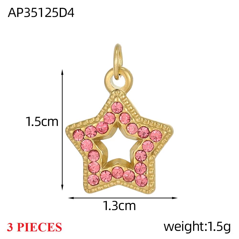 3PCS/LOT CARLIDANA Gold Plated Stainless Steel Colorful Star Pendants Charms for DIY Jewelry Making Necklace Earrings