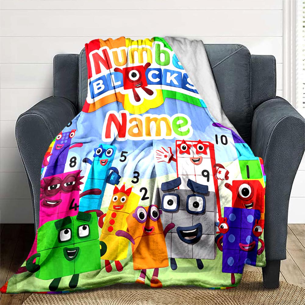 Customiz Name Personality Numberblocks Blanket Soft &Warm Sofa Office Bed Travel Lunch Break Blanket, Gift Suitable All Seasons