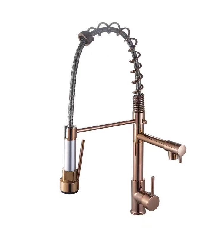 

TLXT Rose Gold Wall-Mounted Sensor Kitchen Faucet with 3 Spray Modes