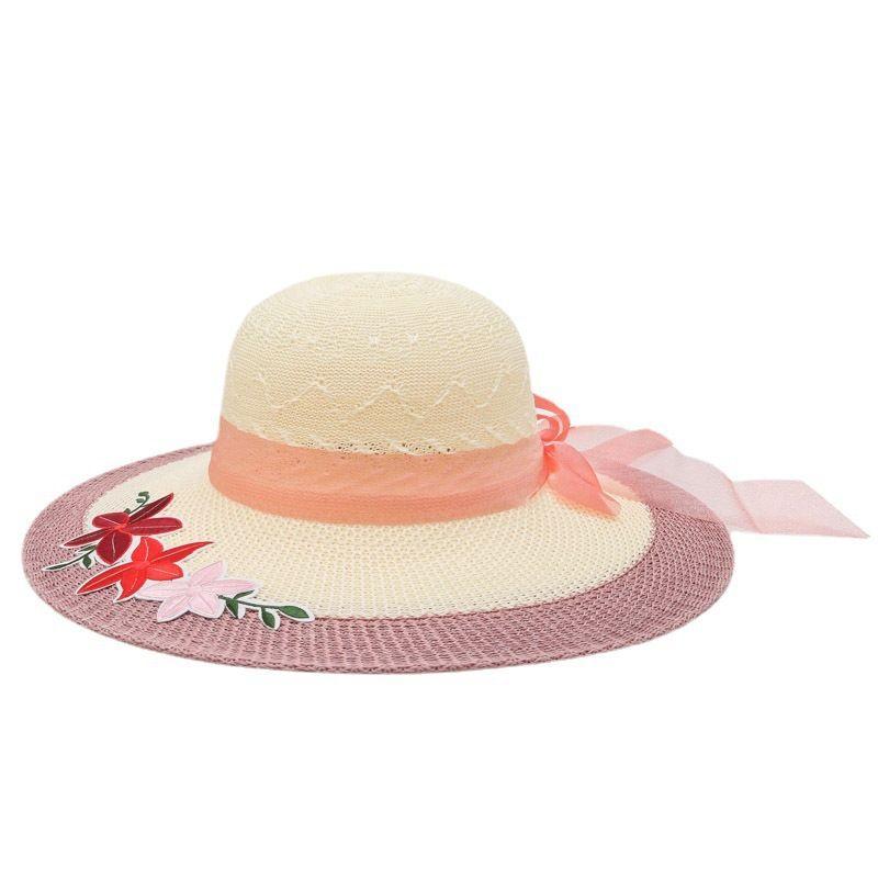 Straw Hat Women's Summer Foldable Beach Hat Face Covering Sun Hat Bow Fisherman Hat Sun Hat Basin Hat