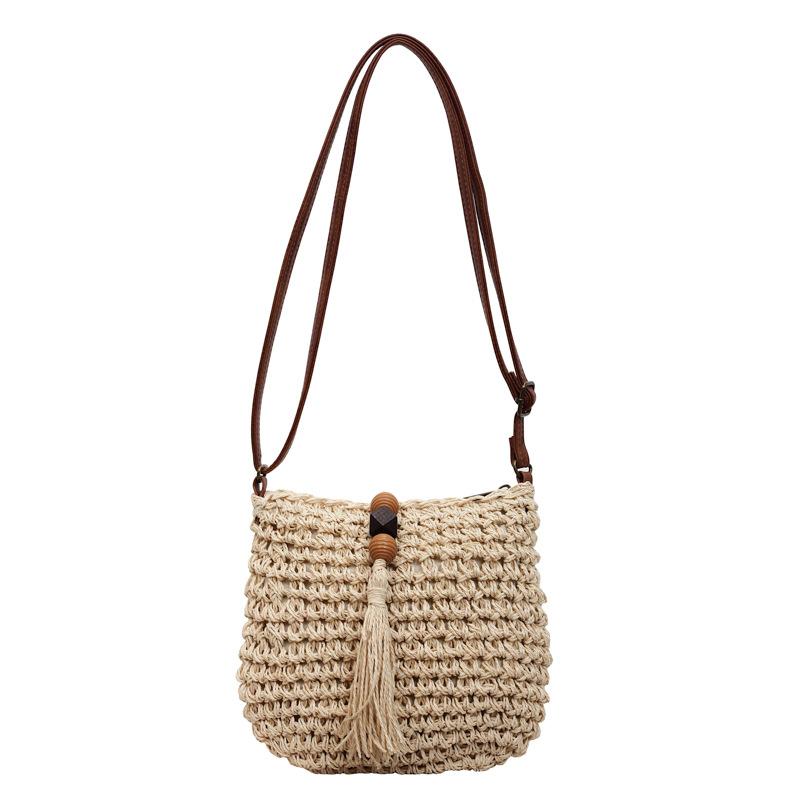 Соломенная сумка женская пляжная на плечо сумка через плечо большая вместимость женская сумка бежевый