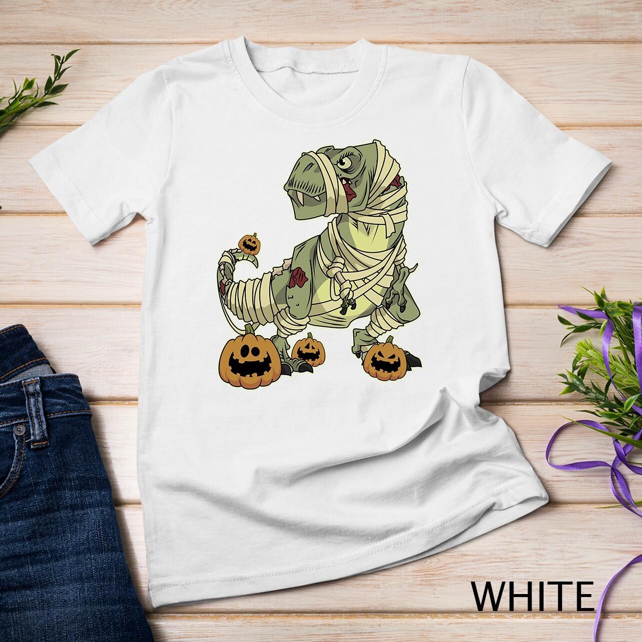 Zombie T-Rex - Funny Halloween Zombie Pumpkin Tyrannosaurus Unisex T-shirt S