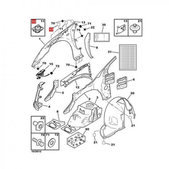 Fender Clip Retainer For Peugeot 307, 307 SW, 308, 308 SW I Citroen C4 I 7840L6