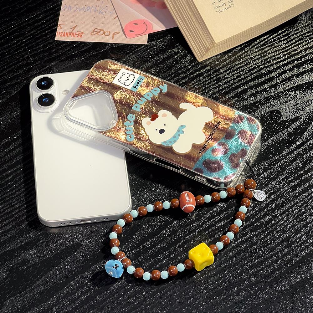 Bracelet Chain Painted Phone Case For iPhone 16 11 12 13 14 for 12 14 16 Pro 14 16 Pro Max Cute Pattern Hard Cover With Lanyard