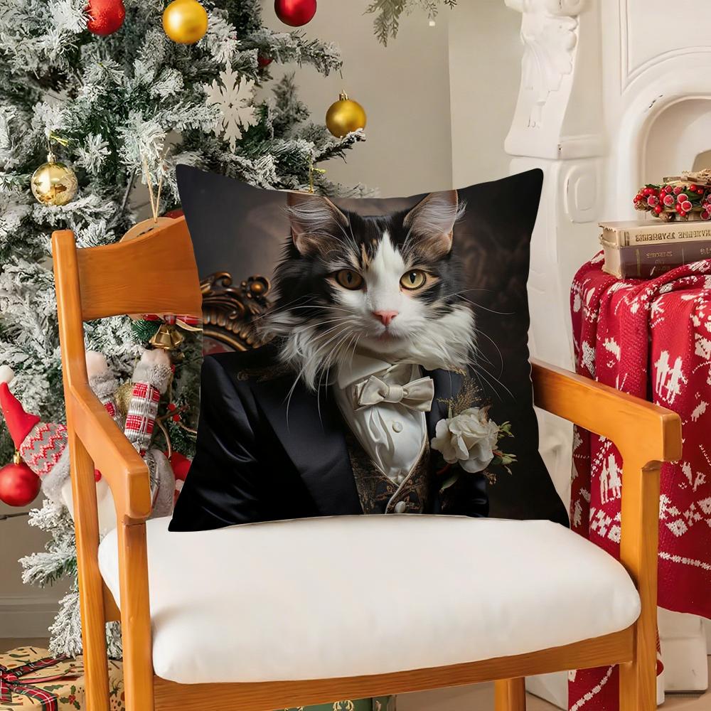 Quirky Elegant And Luxurious Crown Cat Pillow Case Silky Short Plush With Invisible Zipper Dustproof Sofa Cushion Cover