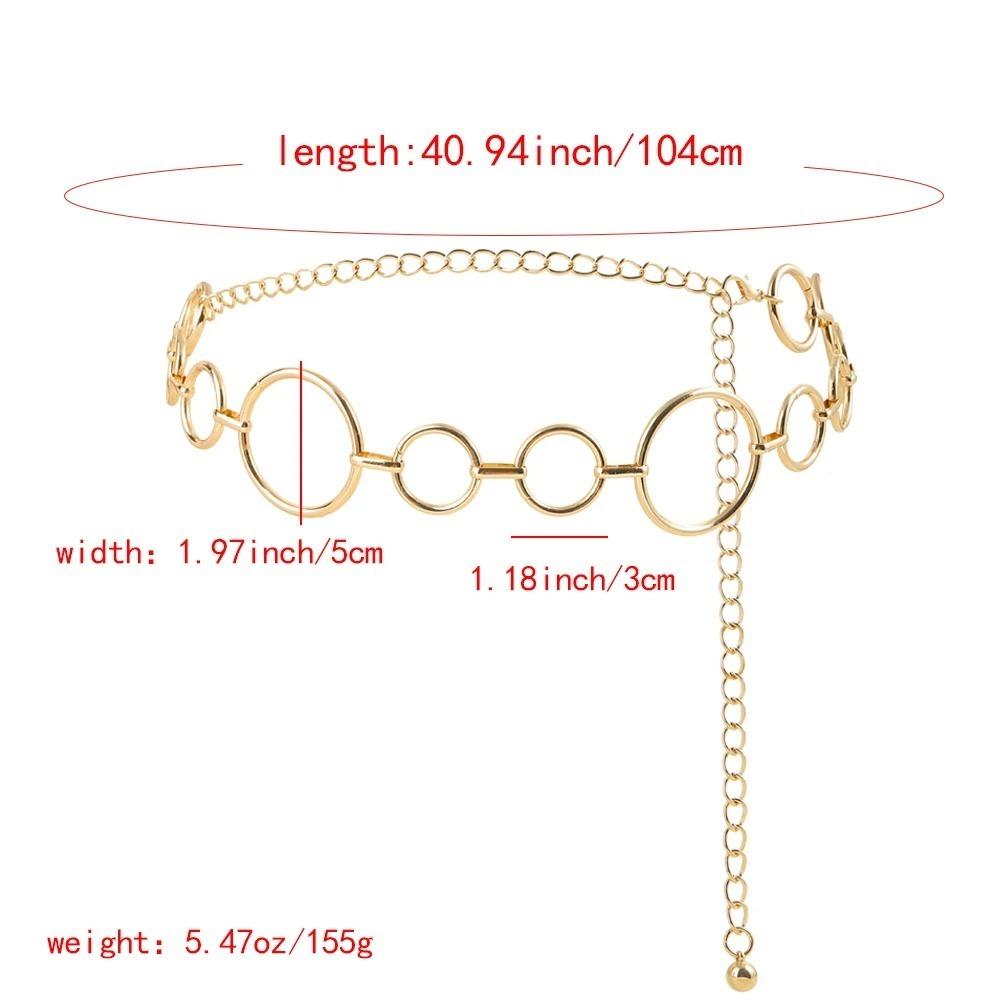 Chaîne de taille de luxe pour femmes Chaîne en métal en forme de grand cercle Accessoires de mode Ceinture