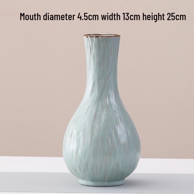 Elegant Celadon Vase: Classical Ru Kiln Ceramic for Hydroponic Flower Arrangements and Living Room Decor