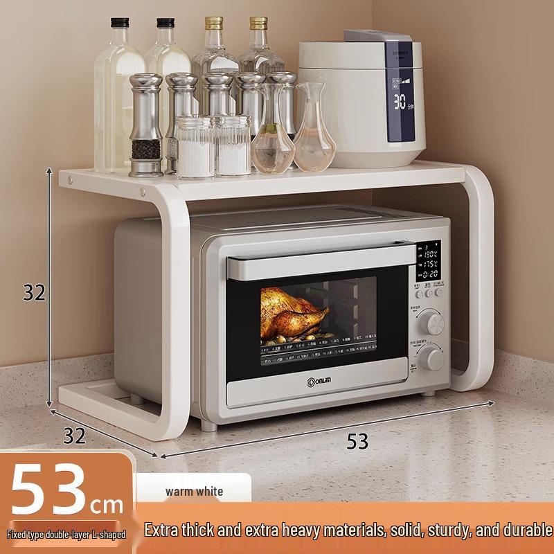Двухъярусная кухонная полка для микроволновой печи - Многофункциональная настольная полка для хранения
