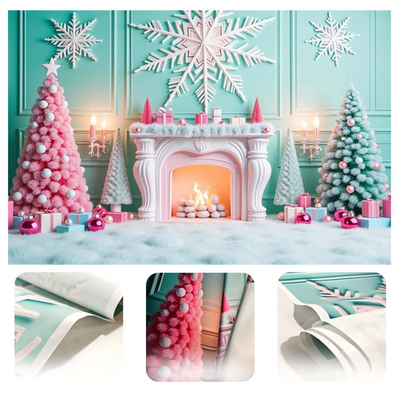 MOON.QG Christmas Home Decoration Photography Backdrop Portrait Baubles Candle Arch Window Background Decoration Photo Studio