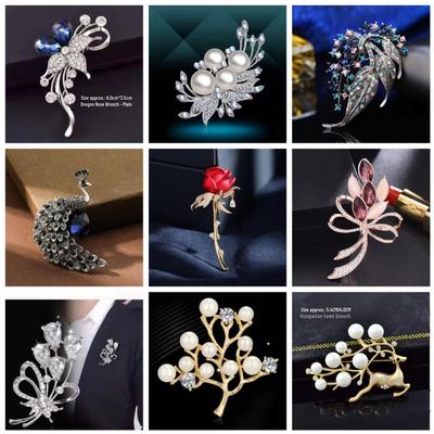 Koreanischer Stil High-End Strass & Perle Seidenschal Schnalle Brosche Anstecknadel Accessoire
