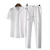 Tuta Estiva Sottile Casual da Uomo, Moda Manica Corta e Pantaloni Lunghi Lusso Set 2 Pezzi