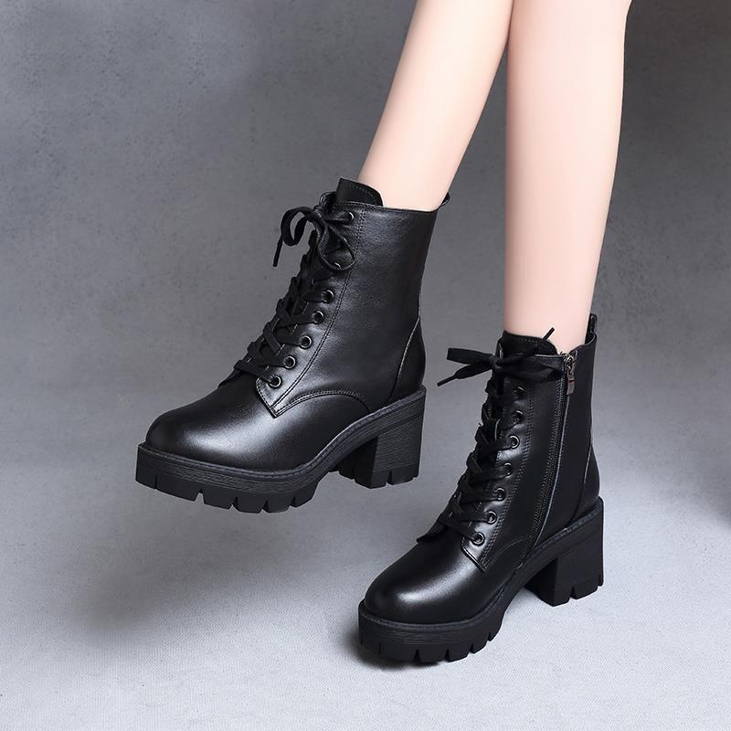 

Женские универсальные короткие ботинки Z Martin 2024 года на шнуровке — толстые каблуки и подошвы, платформа 38