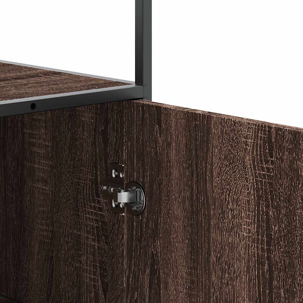 Highboard in Brown Oak Look 35.5 x 35 x 139 cm Engineered Wood & Metal