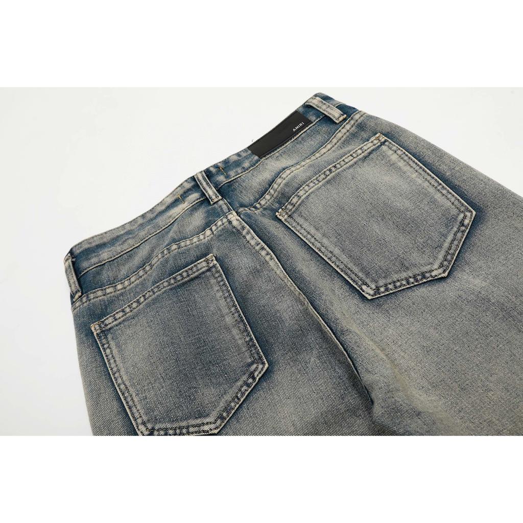M15 Amiri Herren- und Damen-Jeans im amerikanischen Stil mit Stoffflicken, Löchern, Stickereien, lässige und modische High-Street-Hosen