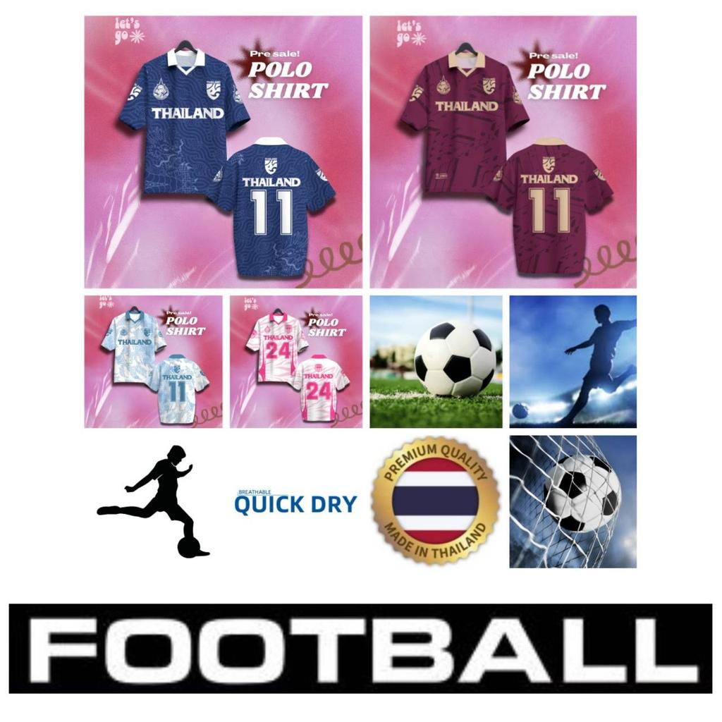 THAILAND Football Soccer Polo Vintage Shirt National Flag Elephant Logo Badge Map Unisex Men Women JERSEY Print Quick Dry Short Sleeve Uniform