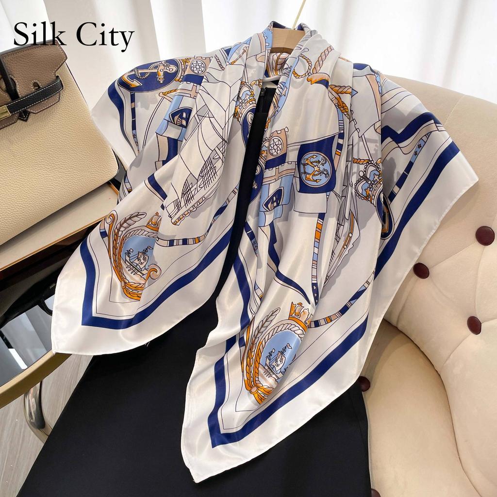 Wysokiej jakości luksusowe jedwabne szale z pałąkiem na głowę szaliki szalik dla kobiet łańcuszek jedwabny szal damski dekoracyjny szal