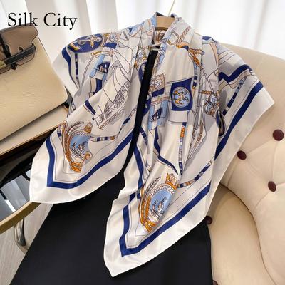 High-quality Luxurious Silk Scarves Headband Scarfs Neck Scarf For Women Chain Silk Scarf Women's Decorative Shawl