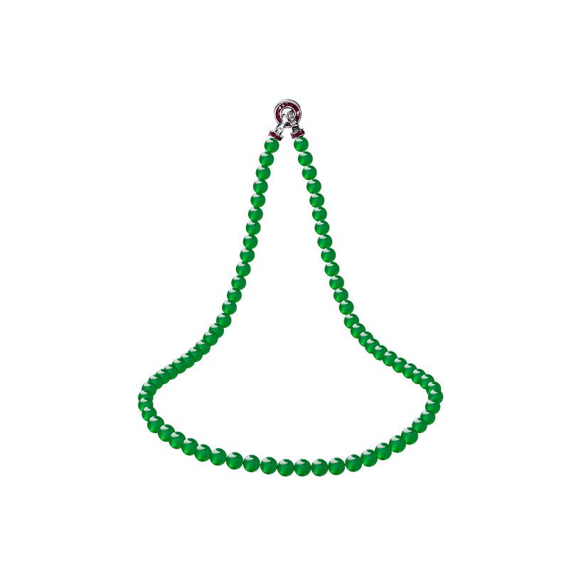 Natural Grade A Imperial Green Jadeite Bead Necklace & Bracelet Set